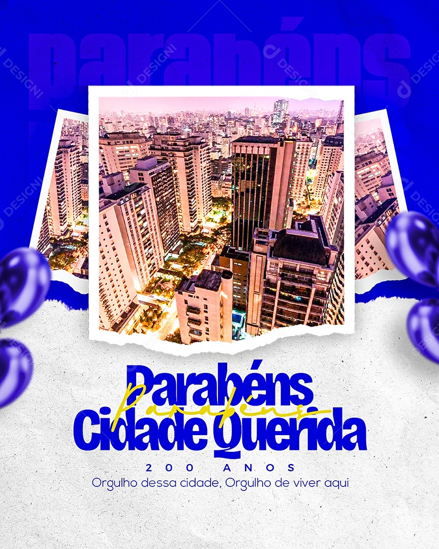 Social Media Parabéns Cidade PSD Editável