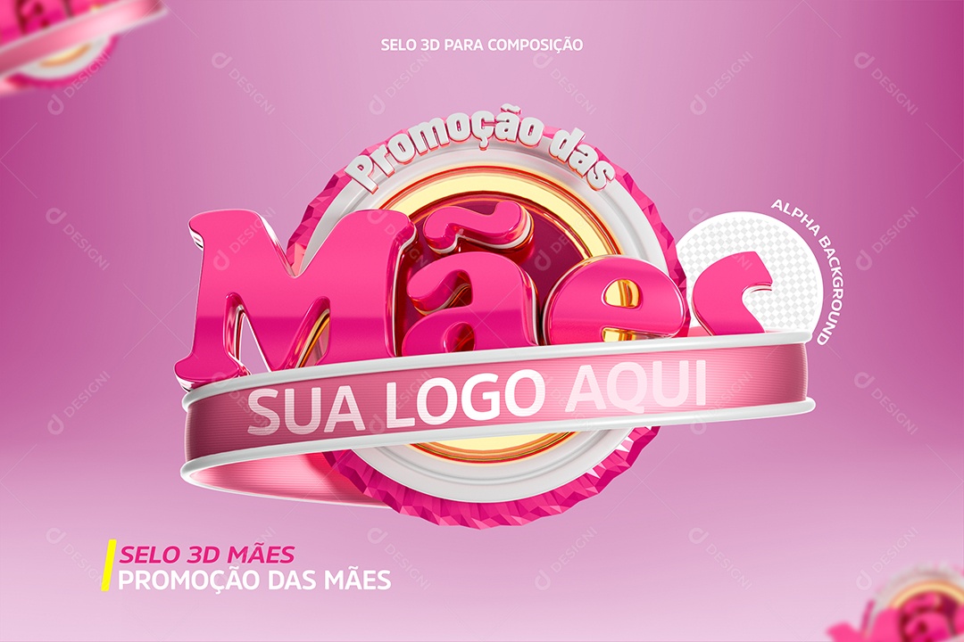 Promoção Das Mães Selo 3D Para Composição PSD