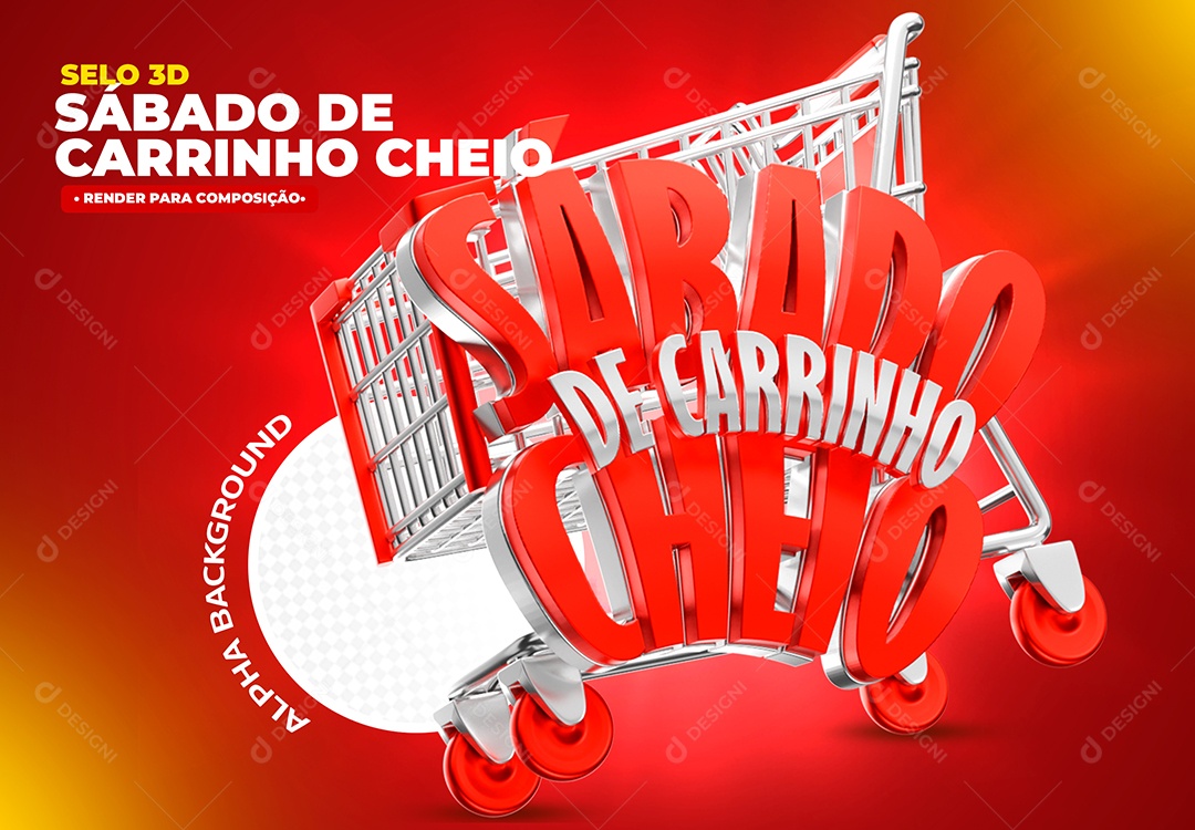 Selo 3D Sábado de Carrinho Cheio Para Composição PSD
