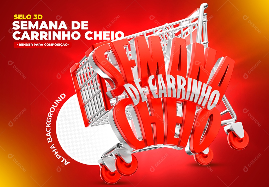 Semana de Carrinho Cheio Selo 3D Para Composição PSD