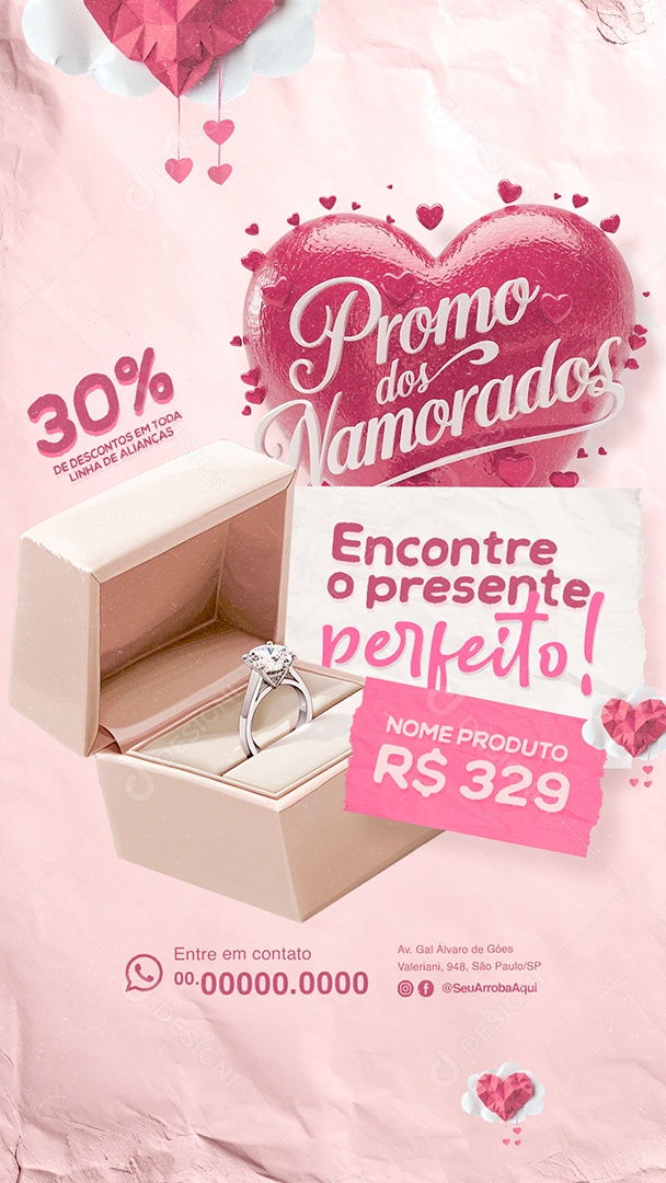 Story Promo dos Namorados Joalheria Anel Encontre o Presente Perfeito Social Media PSD Editável