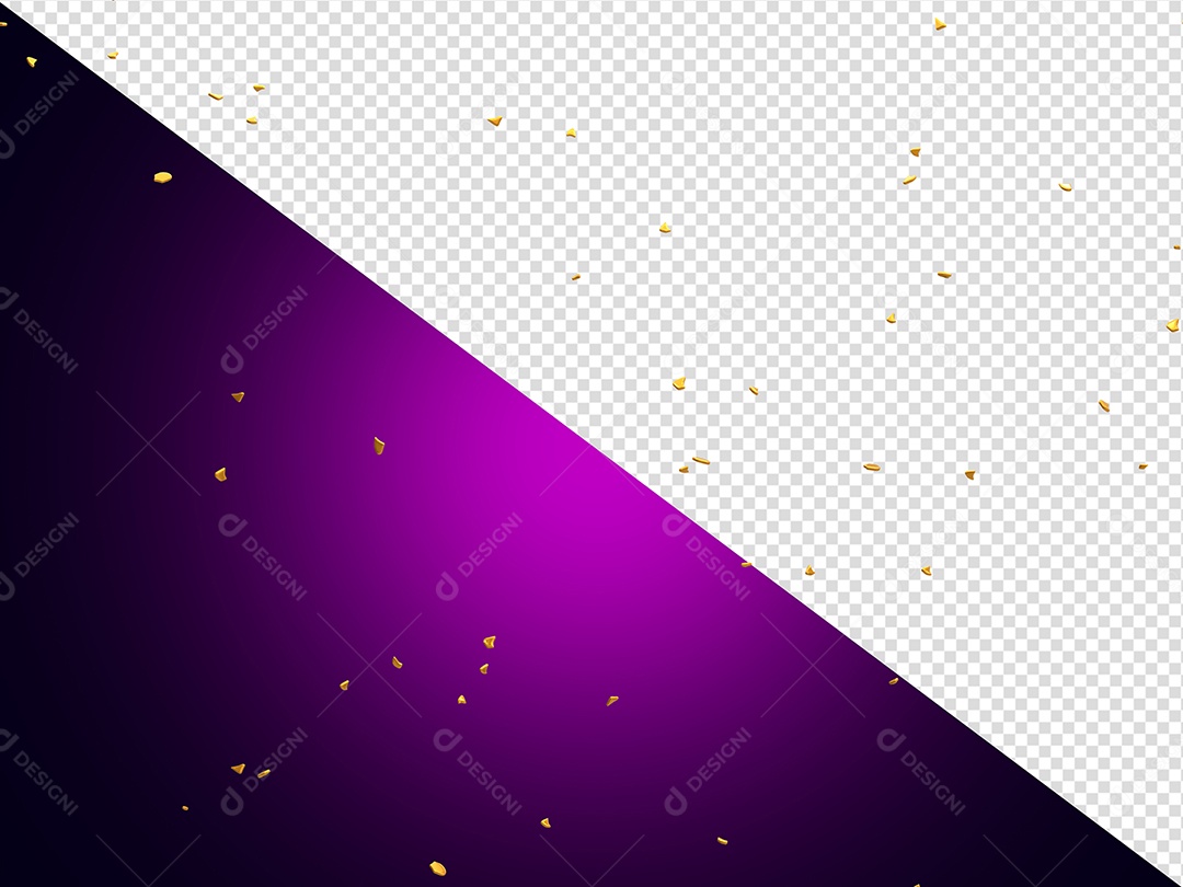 Confete Decoração Elemento 3D Dourado para Composição PSD
