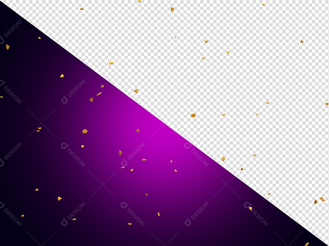 Confete Dourado Elemento 3D para Composição PSD