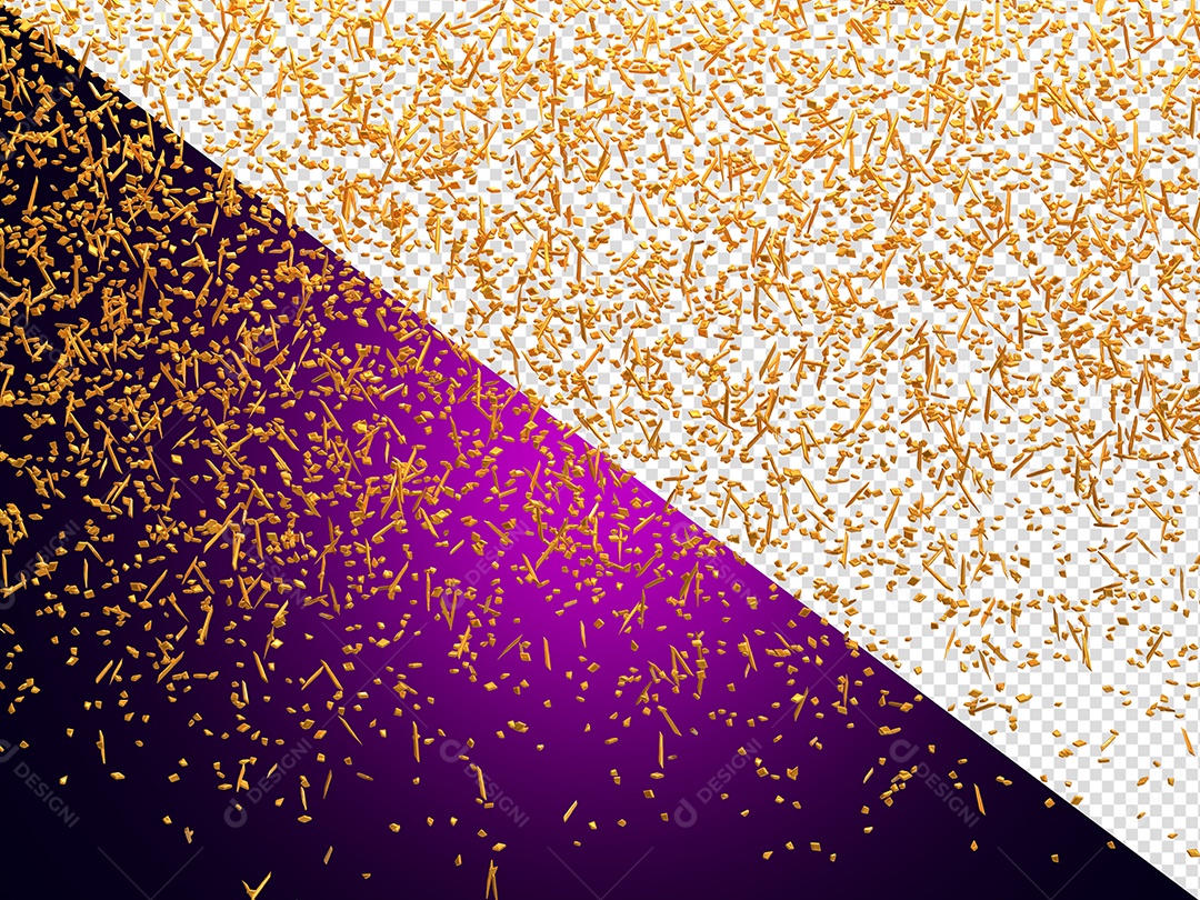 Confete Decorativo Dourado Elemento 3D para Composição PSD