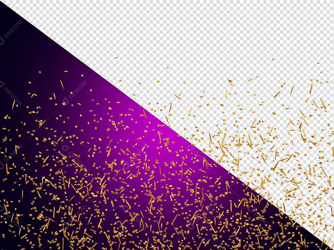 Confete Decoração Dourado Elemento 3D para Composição PSD