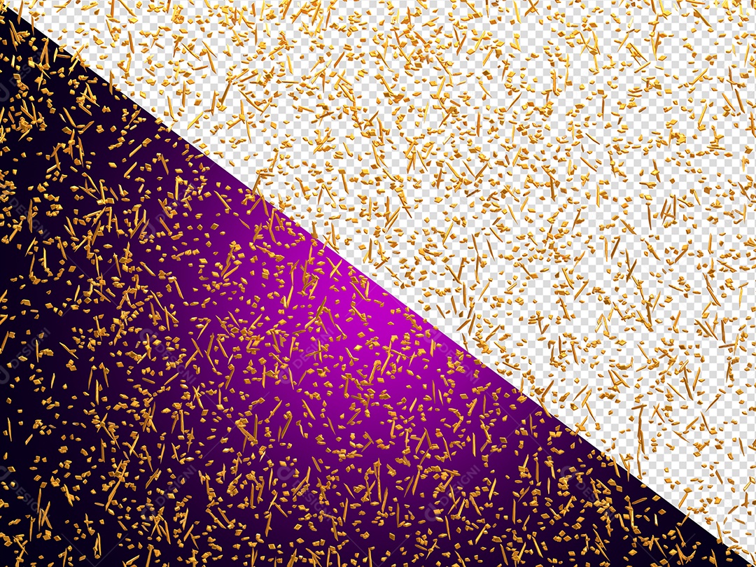 Confete Decorativa Dourado Elemento 3D para Composição PSD