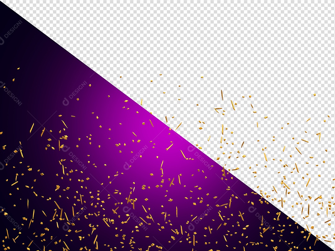 Confete Decoração Dourado Elemento 3D para Composição PSD