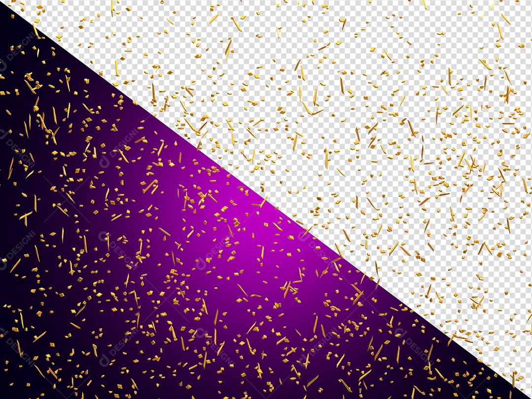Confete Decoração Dourado Elemento 3D para Composição PSD
