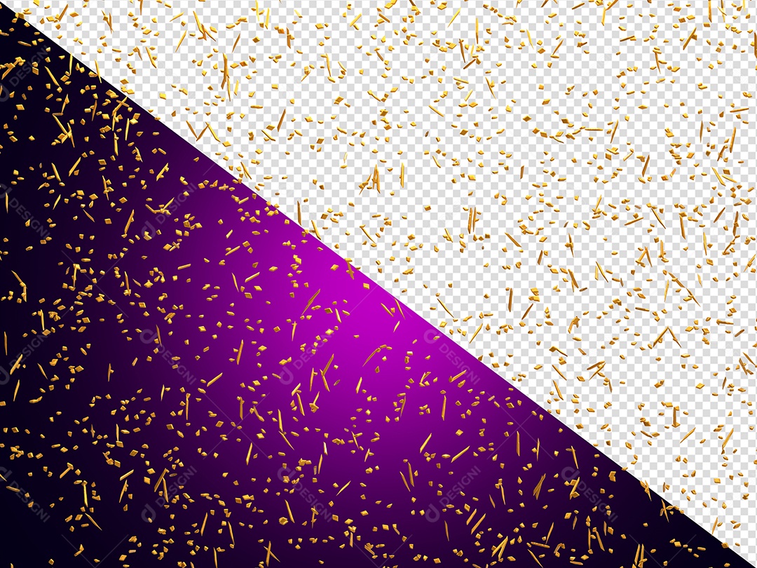 Confete Elemento 3D Dourado para Composição PSD