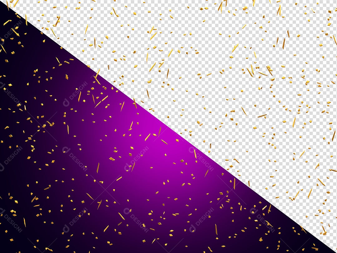 Confete de Enfeites Dourado Elemento 3D para Composição PSD