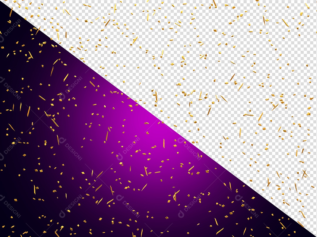 Confete Decoração Dourado Elemento 3D para Composição PSD