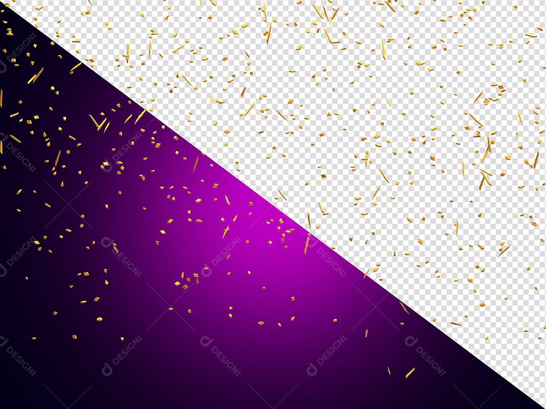 Confete Dourado Elemento 3D para Composição PSD