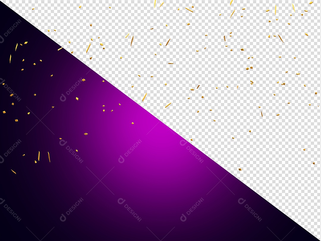 Confete Dourado Elemento 3D para Composição PSD
