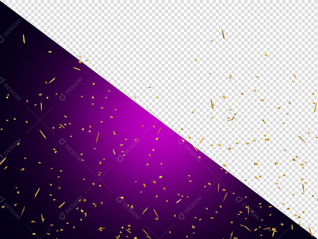 Confete Enfeite Dourado Elemento 3D para Composição PSD