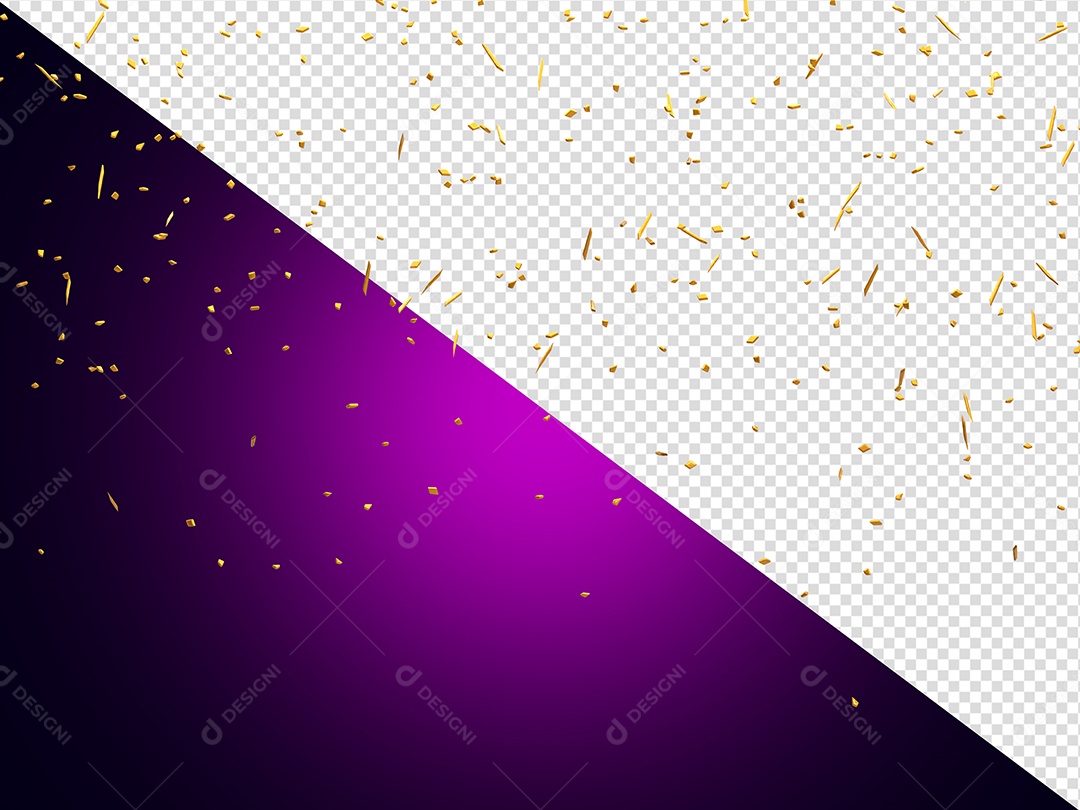 Confetes Elemento 3D Dourado para Composição PSD