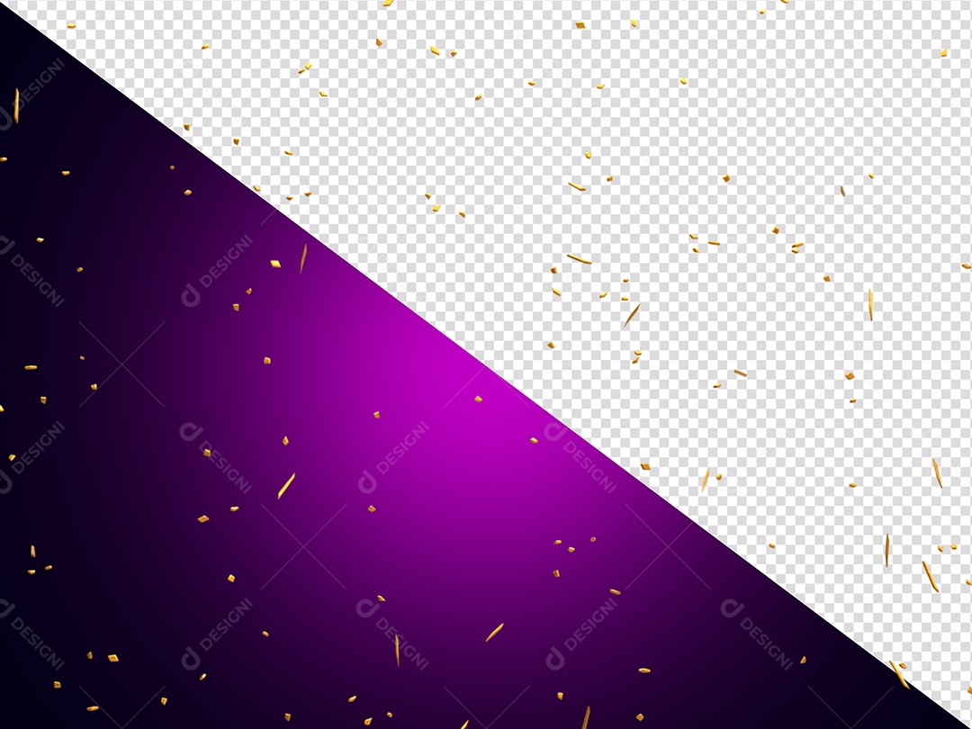 Confete Dourado em Fita Elemento 3D para Composição PSD