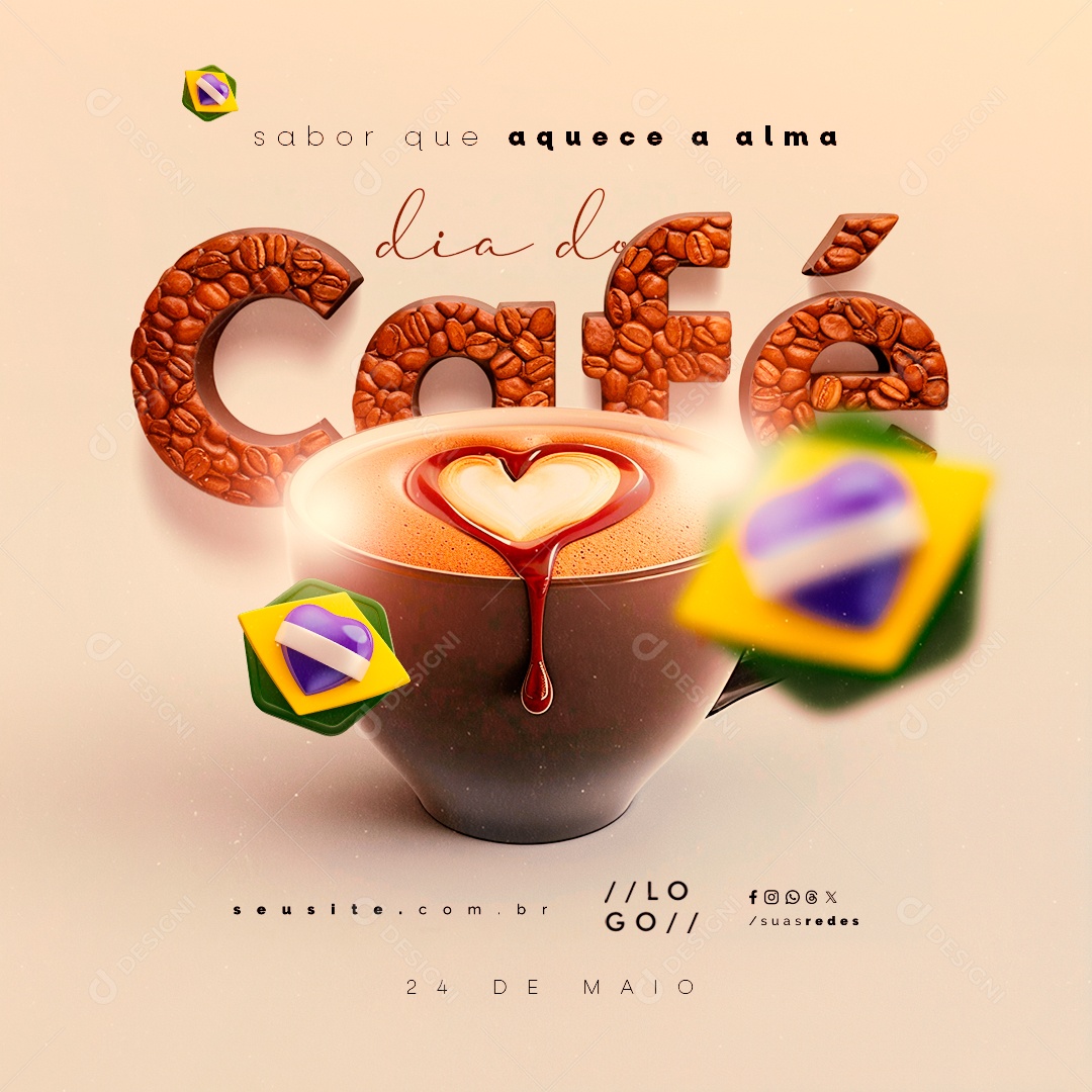 Dia do Café 24 de Maio Sabor que Aquece a Alma Social Media PSD Editável