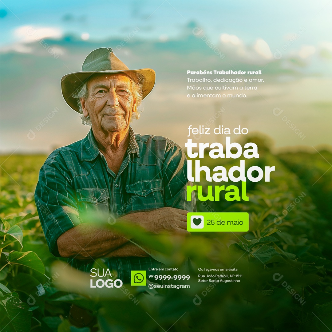 Dia do Trabalhador Rural 25 de Maio Parabéns Social Media PSD Editável