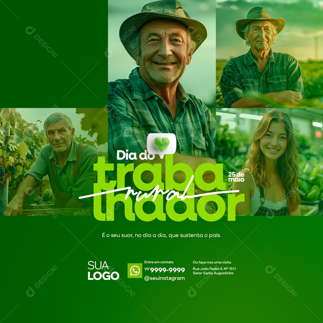 Dia do Trabalhador Rural 25 de Maio é o seu Suor Social Media PSD Editável