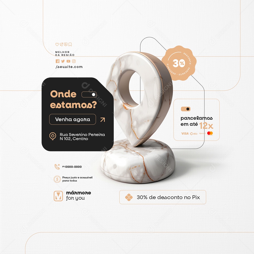 Marmoraria Onde Estamos Venha Agora Social Media PSD Editável