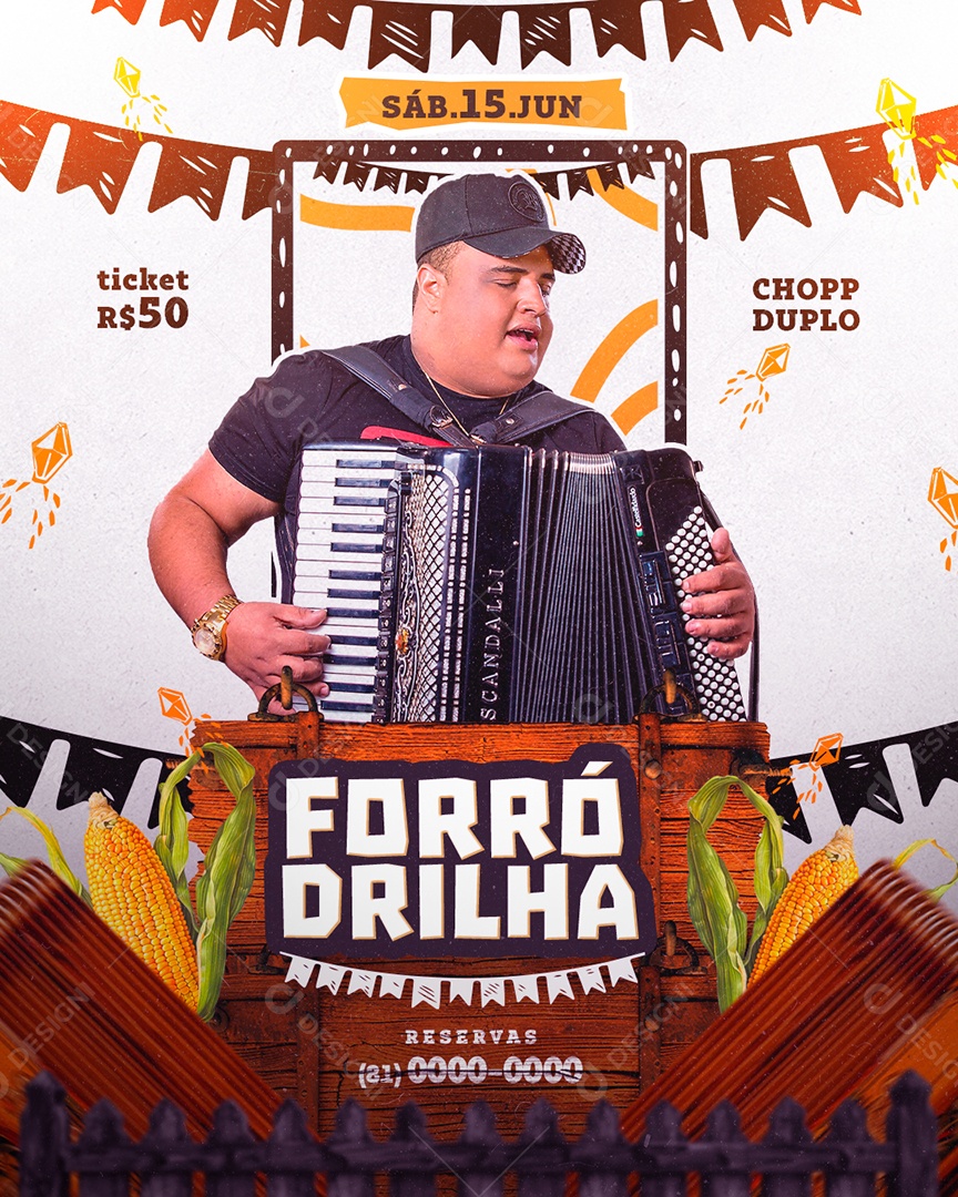 Flyer Forró Drilha Artista Social Media PSD Editável