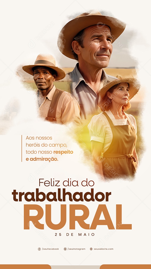 Story Dia do Trabalhador Rural 25 de Maio nosso Respeito e Admiração Social Media PSD Editável