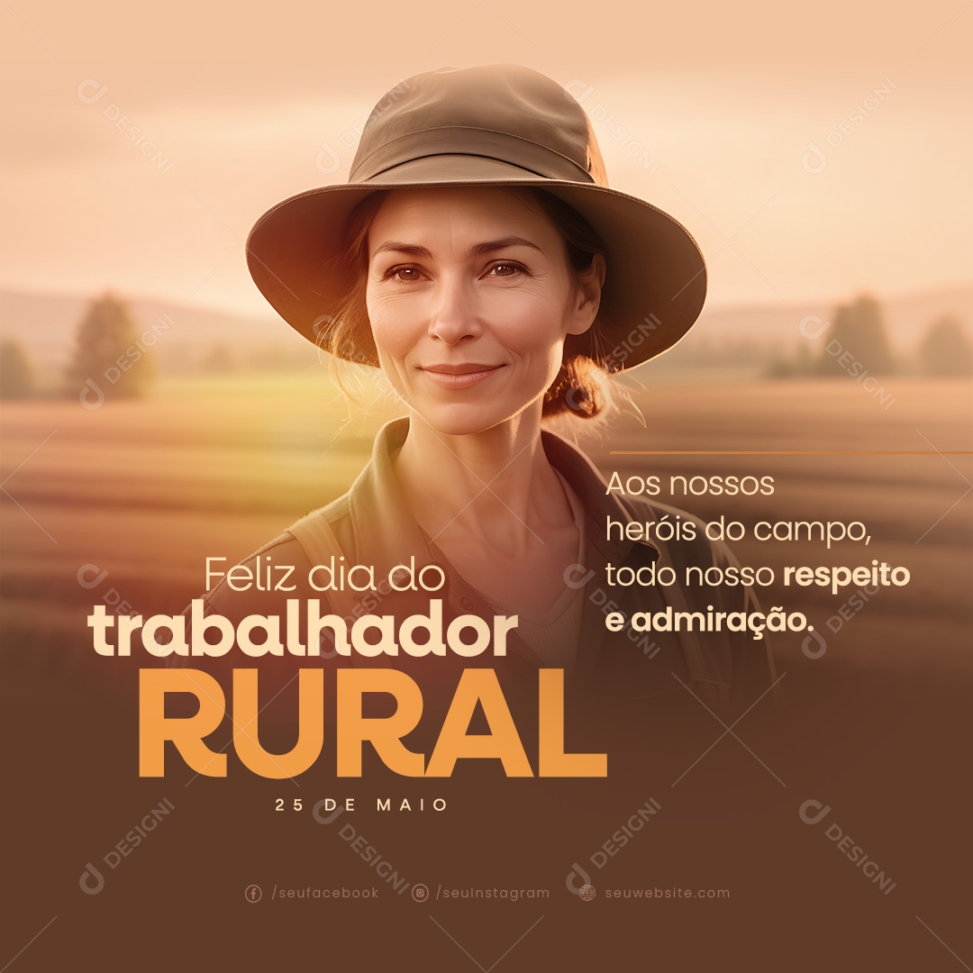 Feliz Dia do Trabalhador Rural 25 de Maio aos nossos  Heróis do Campo Social Media PSD Editável