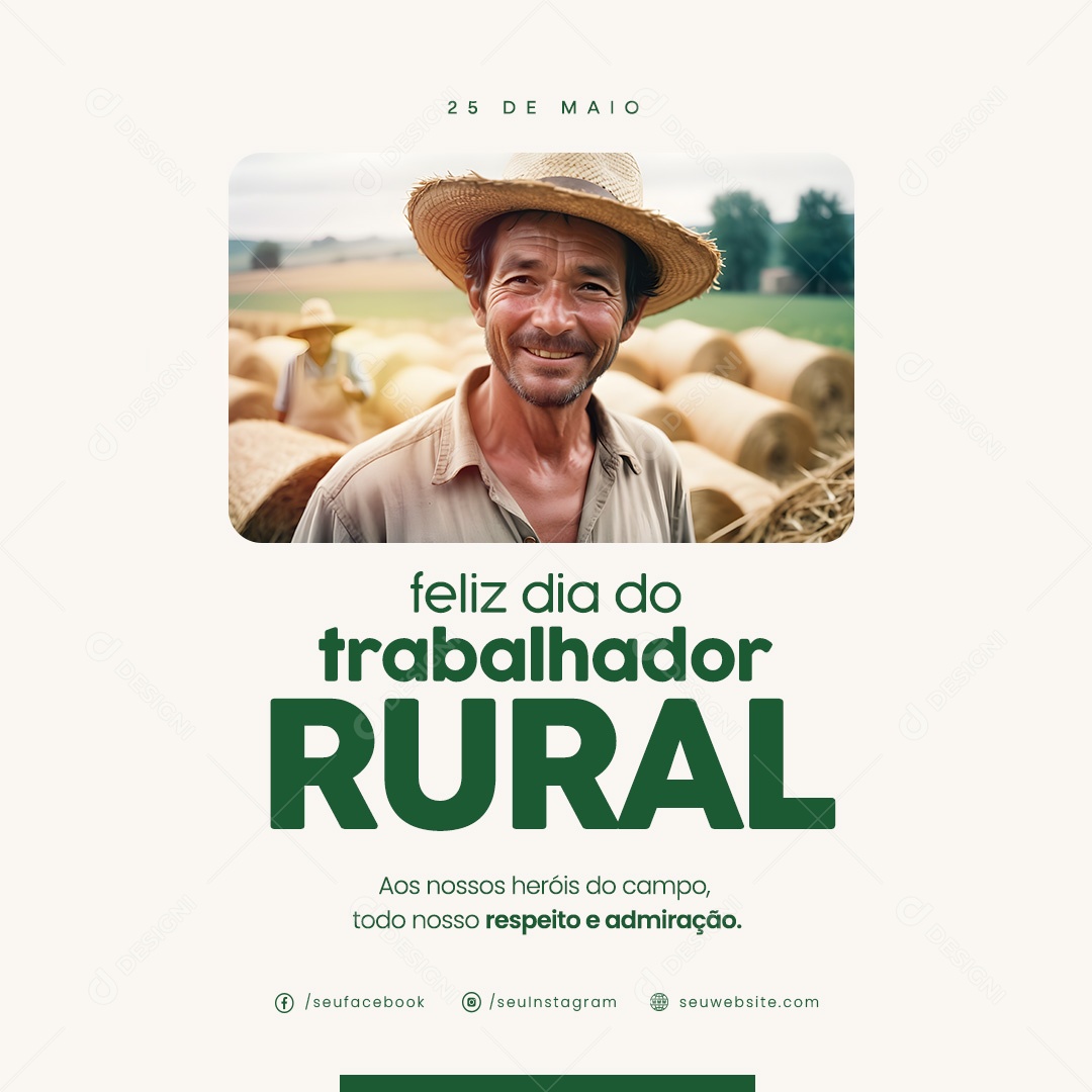 Feliz Dia do Trabalhador Rural 25 de Maio Social Media PSD Editável