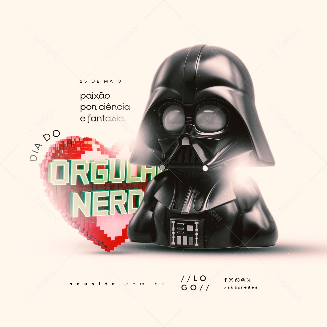 Dia do Orgulho Nerd 25 de Maio Paixão por Ciência e Fantasia Social Media PSD Editável
