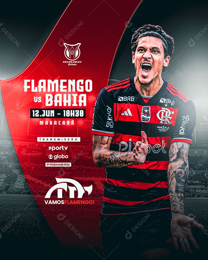 Futebol Flamengo X Bahia Social Media PSD Editável