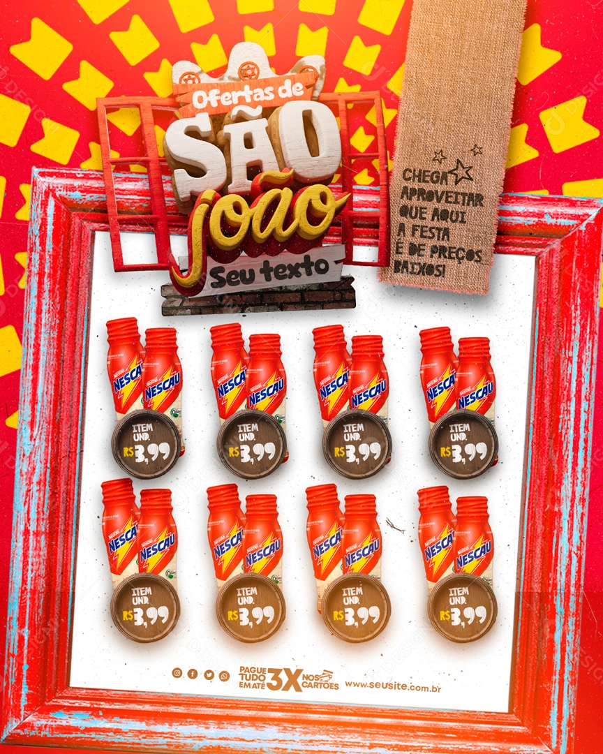 Ofertas de São João Chega Aproveitar que Aqui a Festa é de Preços Social Media PSD Editável