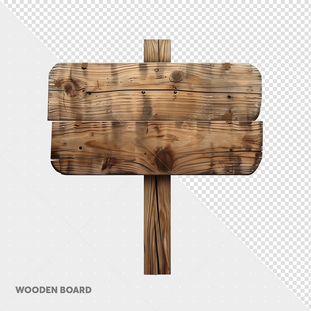 Elemento 3D Placa de Madeira para Composição PSD
