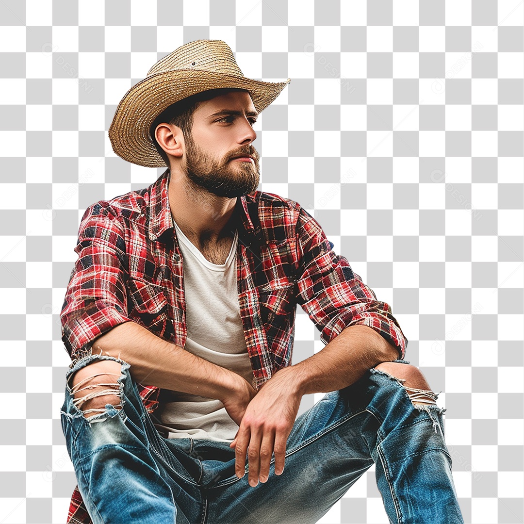 Homem com Roupa de Festa Junina PNG Transparente
