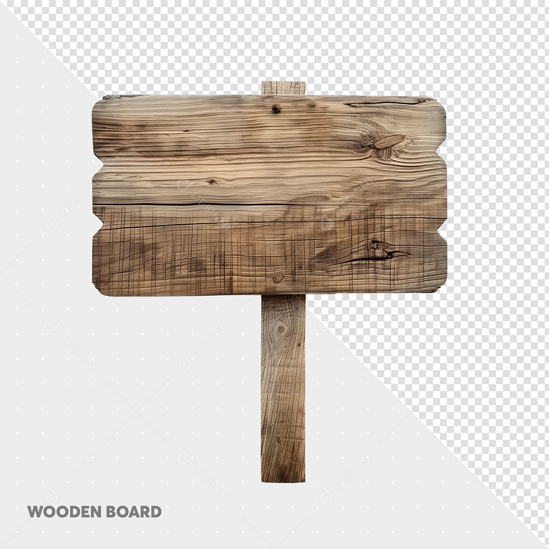 Placa de Madeira Elemento 3D para Composição PSD