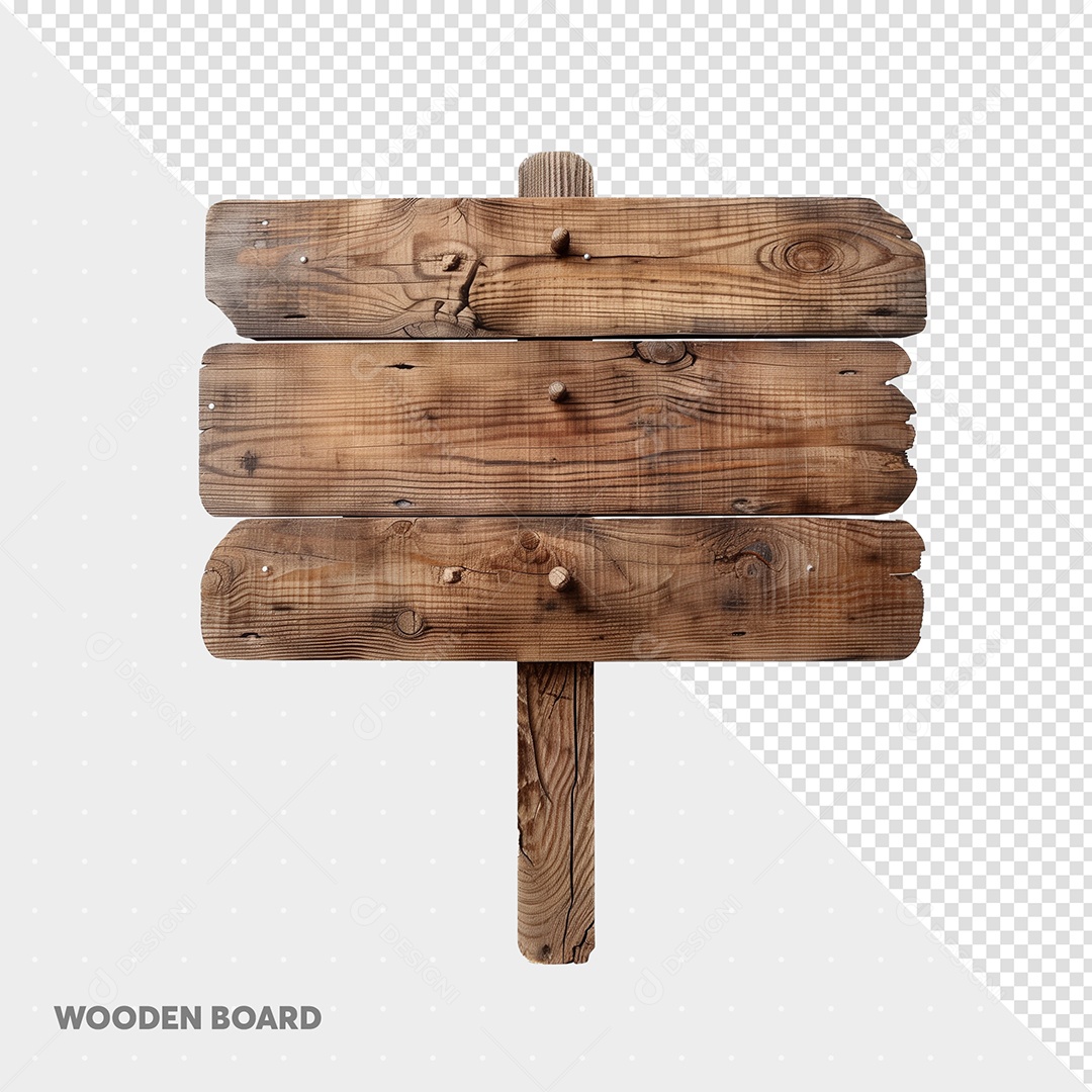 Placa de Madeira Elemento 3D para Composição PSD
