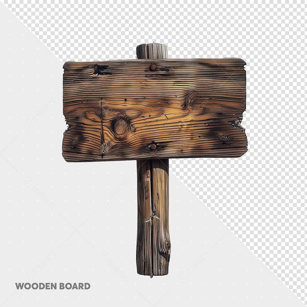 Placa de Madeira Elemento 3D para Composição PSD