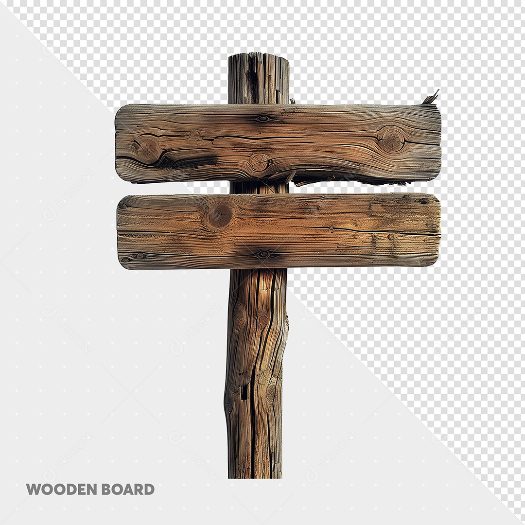 Elemento 3D Placa de Madeira com Correntes para Composição PSD