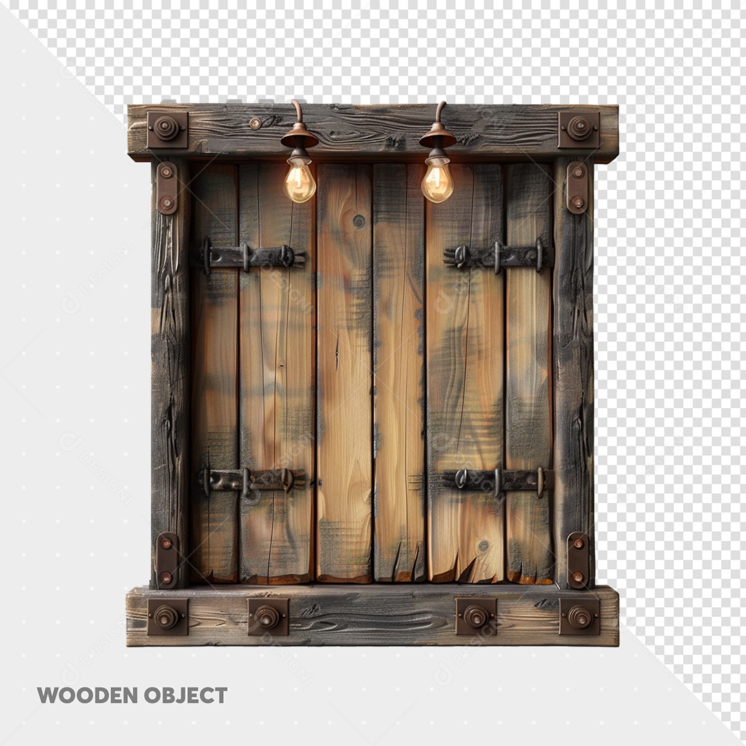 Objeto de Madeira Elemento 3D para Composição PSD