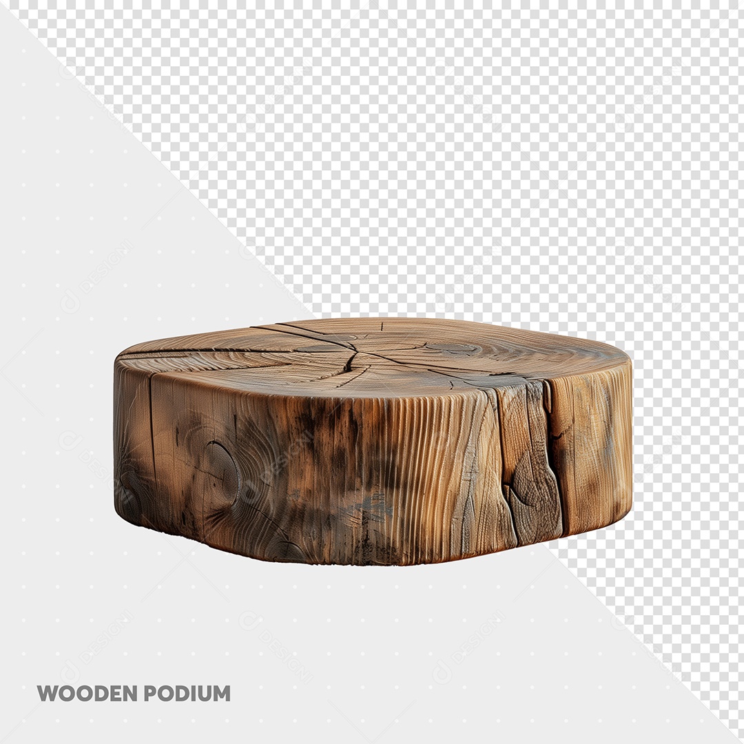 Elemento 3D Pódio de Madeira para Composição PSD