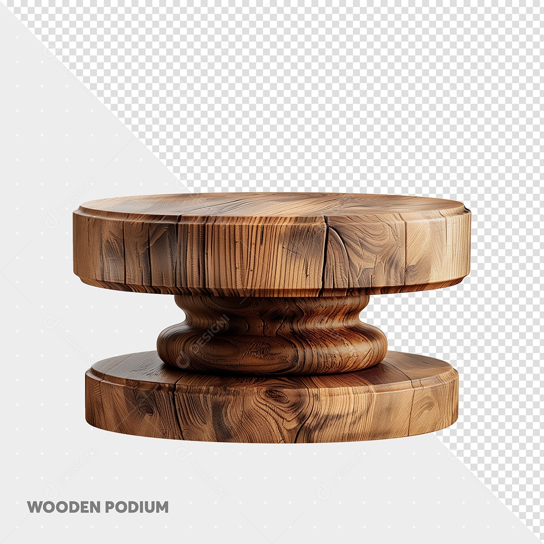 Elemento 3D Pódio de Madeira para Composição PSD