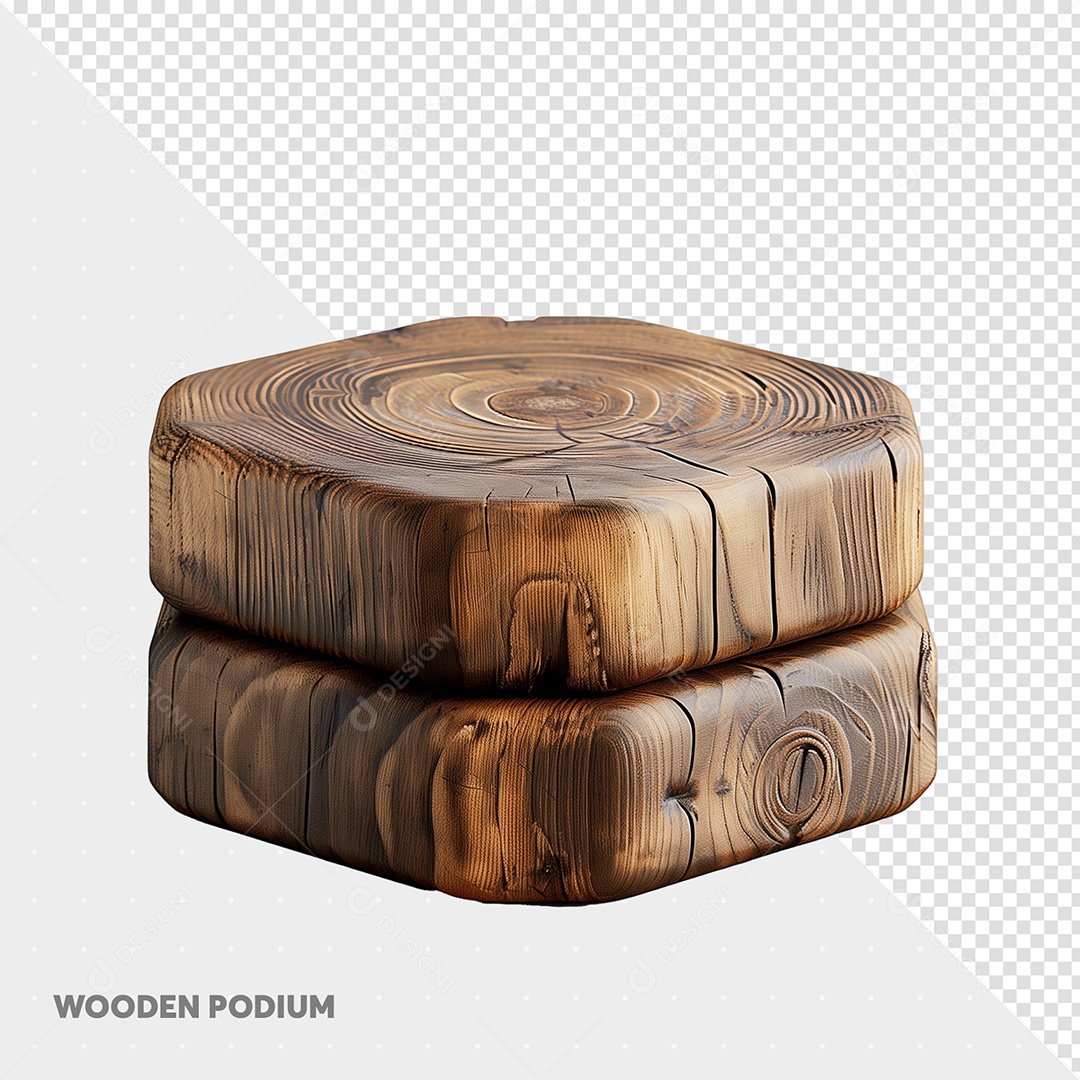 Pódio de Madeira Elemento 3D para Composição PSD
