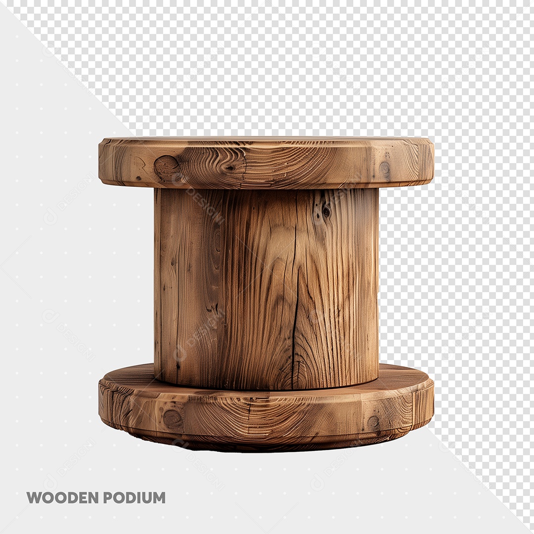 Pódio de Madeira Elemento 3D para Composição PSD