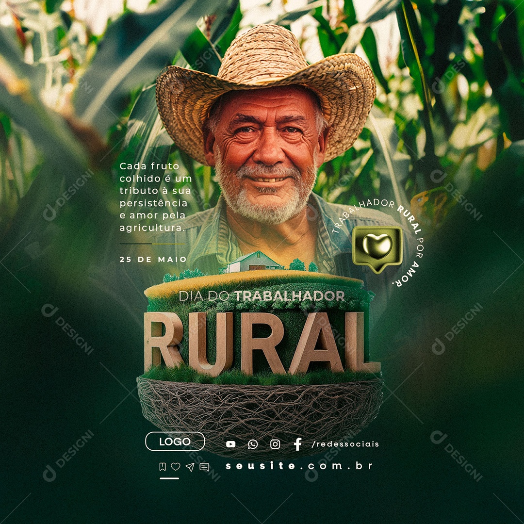 Dia do Trabalhador Rural 25 de Maio Social Media PSD Editável