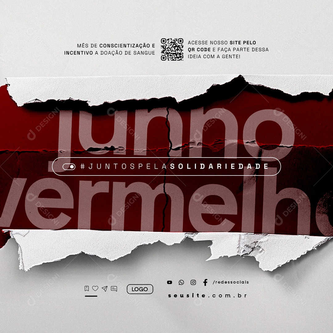 Junho Vermelho Juntos Pela Solidariedade Social Media PSD Editável