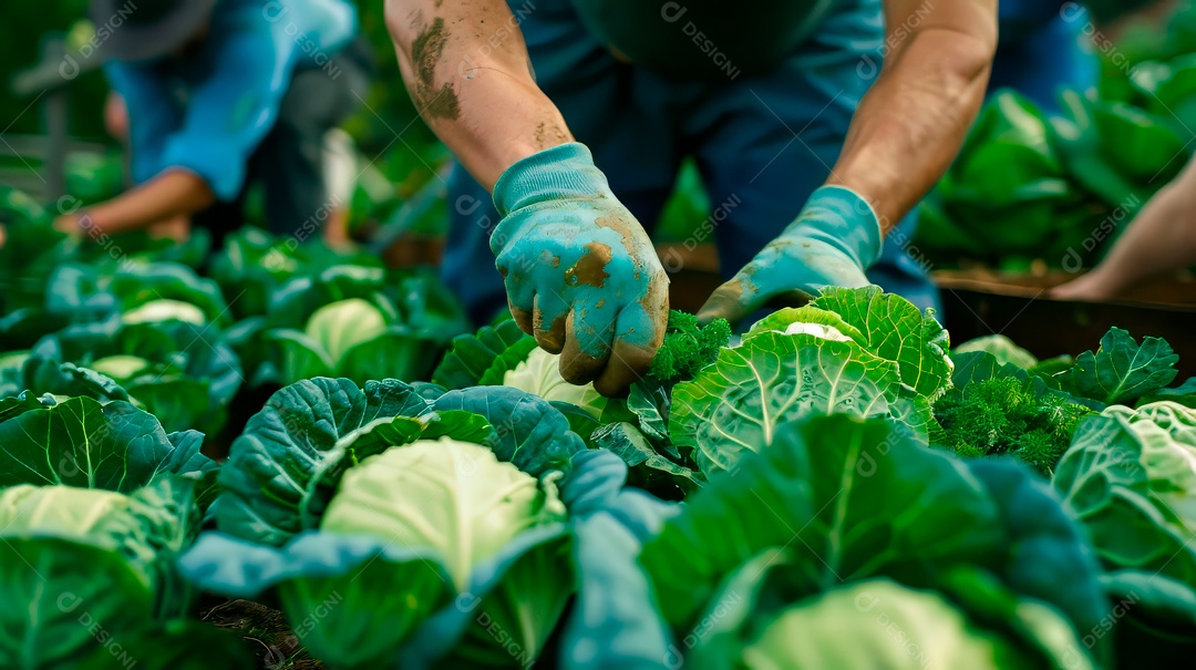 Plantação sobre céu azul e dia ensolarado..
