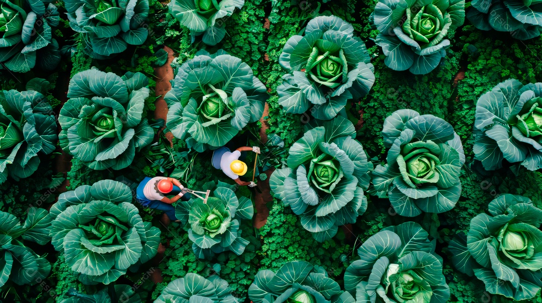 Plantação sobre céu azul e dia ensolarado.