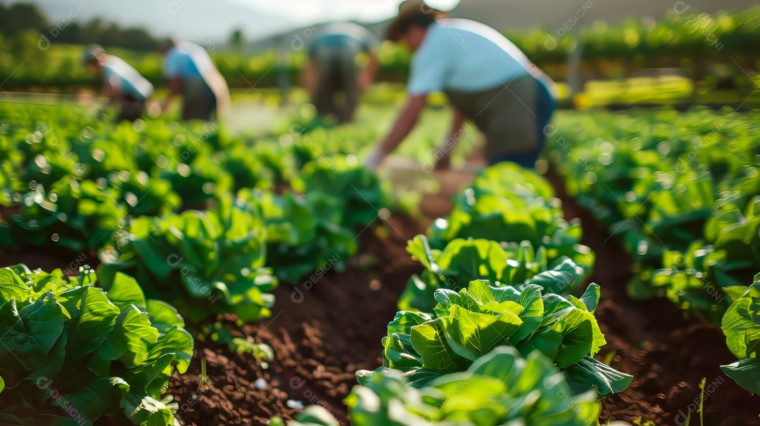 Plantação sobre céu azul e dia ensolarado..