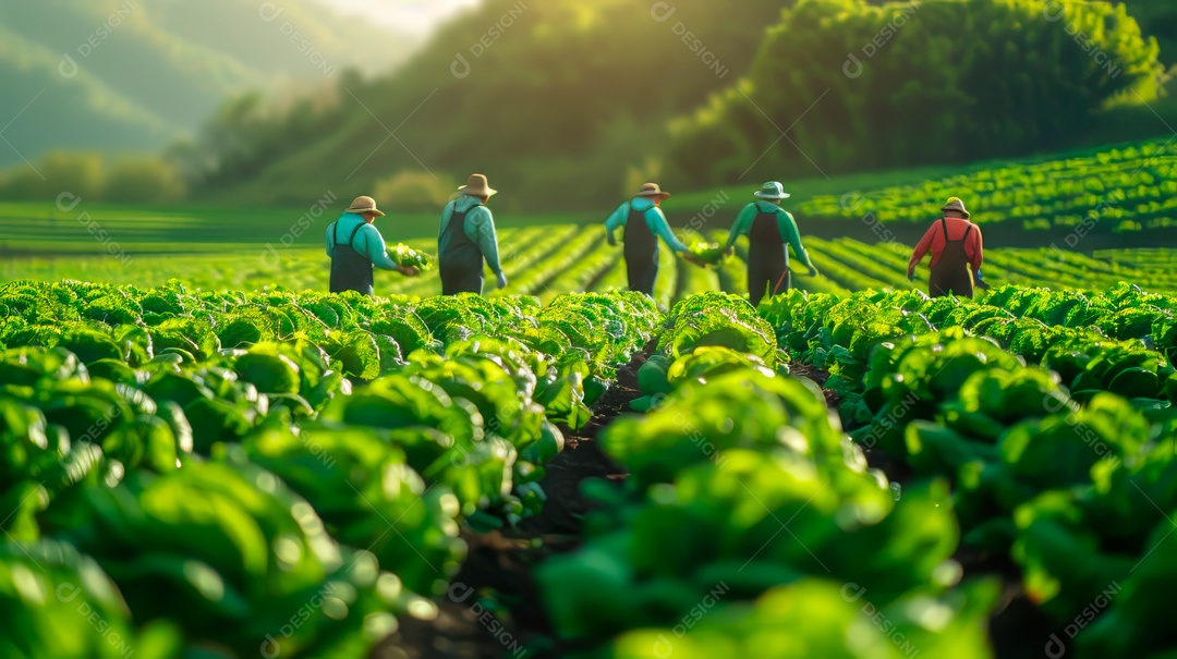 Plantação sobre céu azul e dia ensolarado..