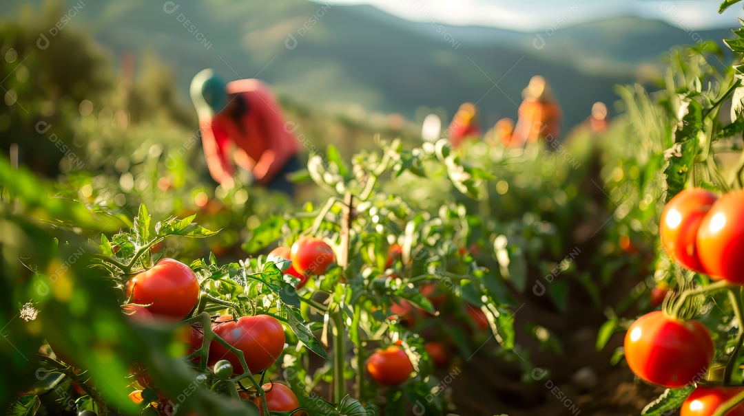 Plantação sobre céu azul e dia ensolarado..