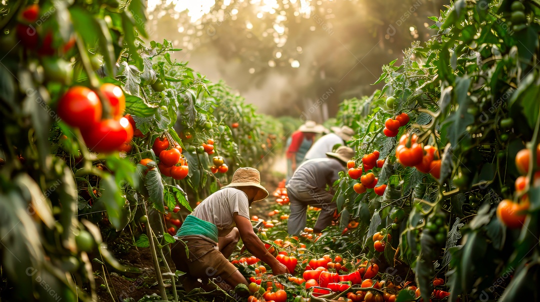 Plantação sobre céu azul e dia ensolarado..